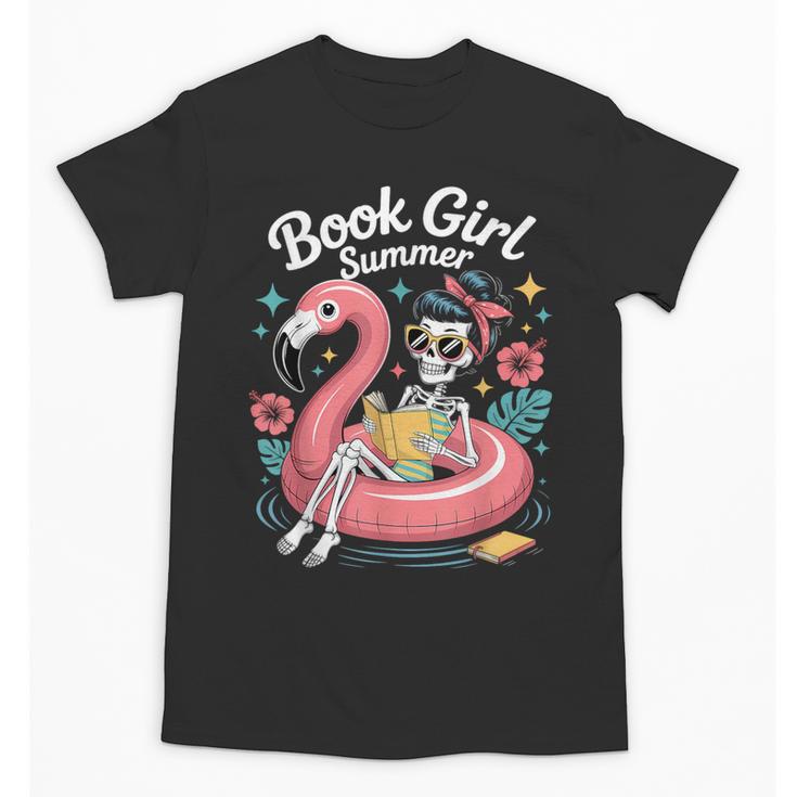 Book Girl Summer Skeleton Reading Books Lovers Beach Unisex T-Shirt