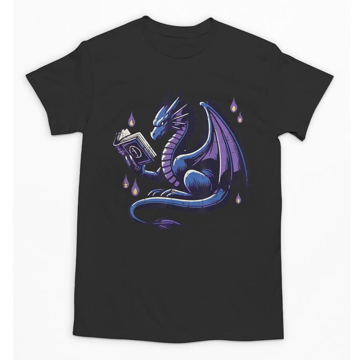 Book Lover Dragon Reading Cool Fantasy Women Girls Kids Men Unisex T-Shirt