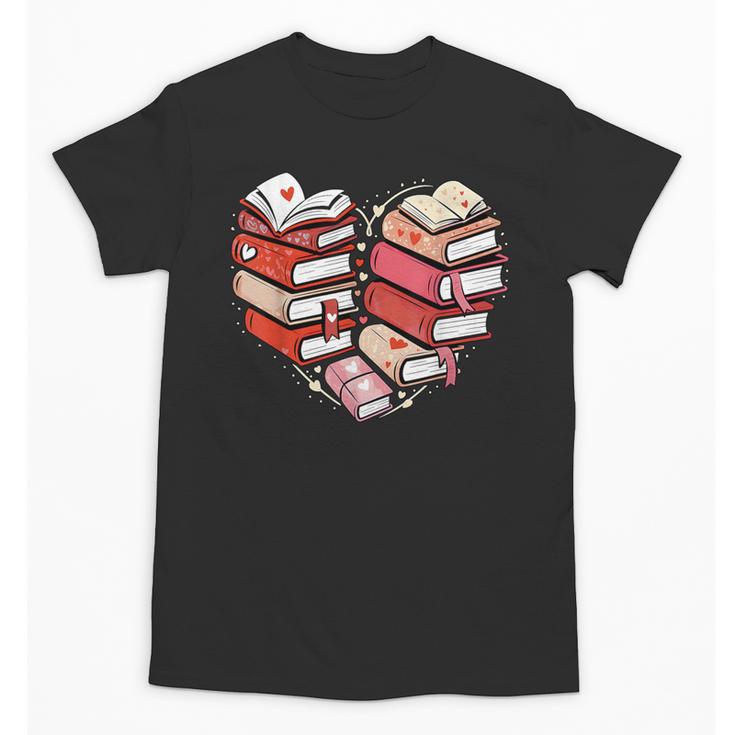 Book Lover Heart Shape Reading Librarian Valentine Men Women Unisex T-Shirt