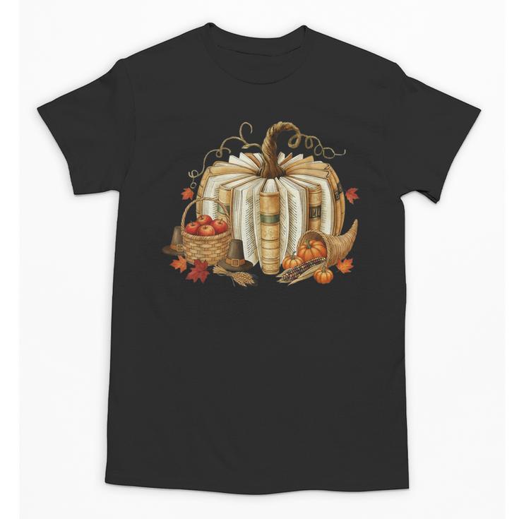 Book Pumpkin Fall Reading Thanksgiving Teacher Librarian Unisex T-Shirt