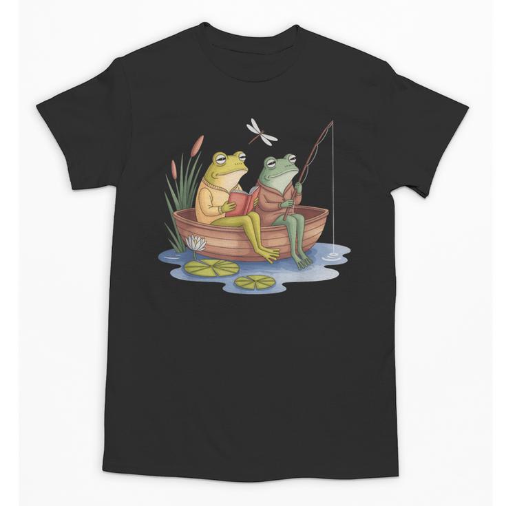 Book Shirt Frog Toad Fishing Vintage Book Frog Unisex T-Shirt