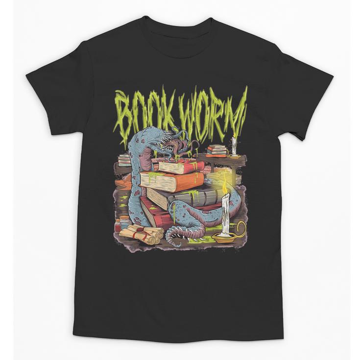 Graphic Book Worm Monster Horror Reading Book Lover Unisex T-Shirt