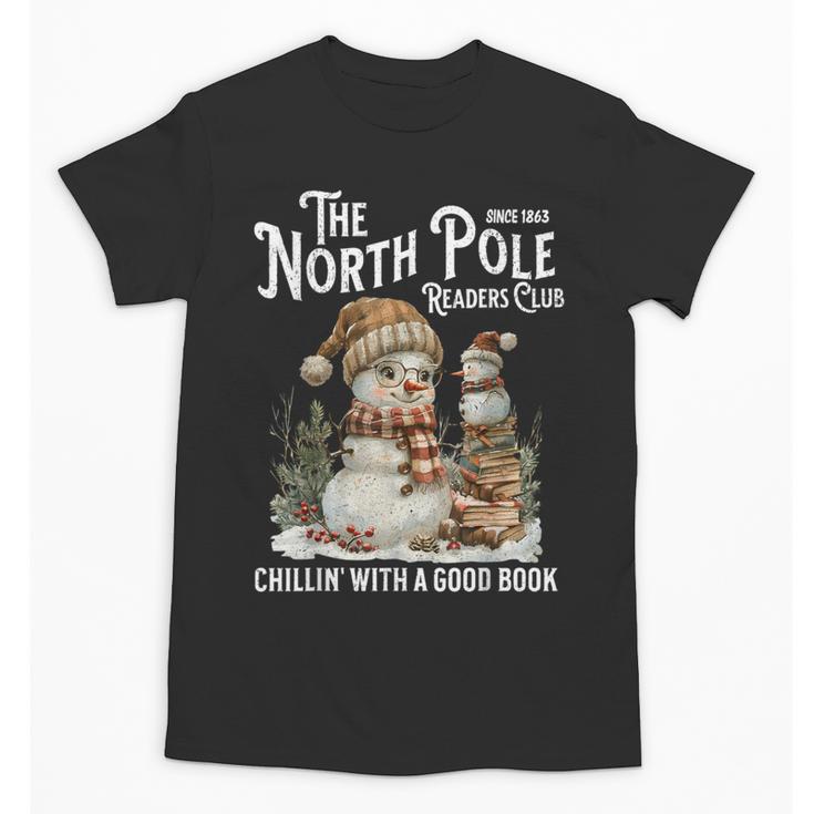 Bookish Christmas North Pole Book Club Snowman Book Worm Unisex T-Shirt