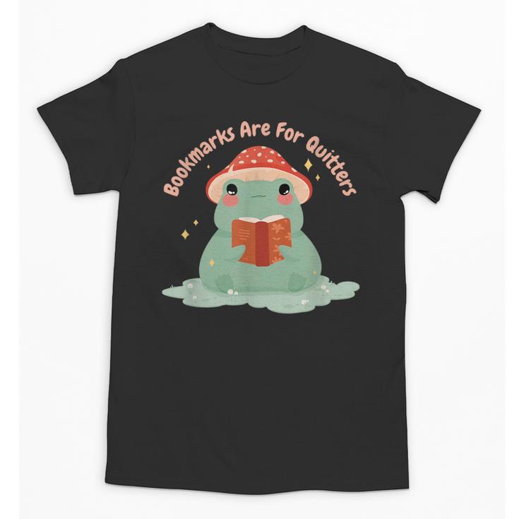 Bookmarks Are For Quitters Frog Reading Book Graphic Unisex T-Shirt