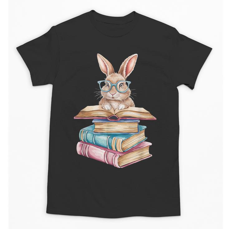 Books Bookworm Reader Book Cute Reading Bunny With Glasses Unisex T-Shirt