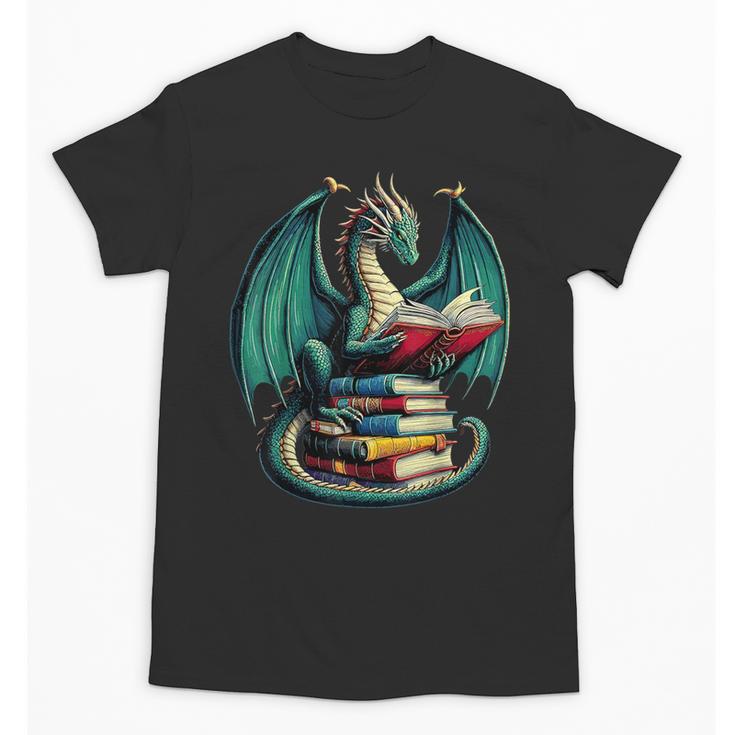 Books Dragon Reading Book Lover Unisex T-Shirt