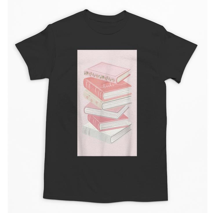 Books Flowers Art Flower Stack Pastel Feminine Unisex T-Shirt