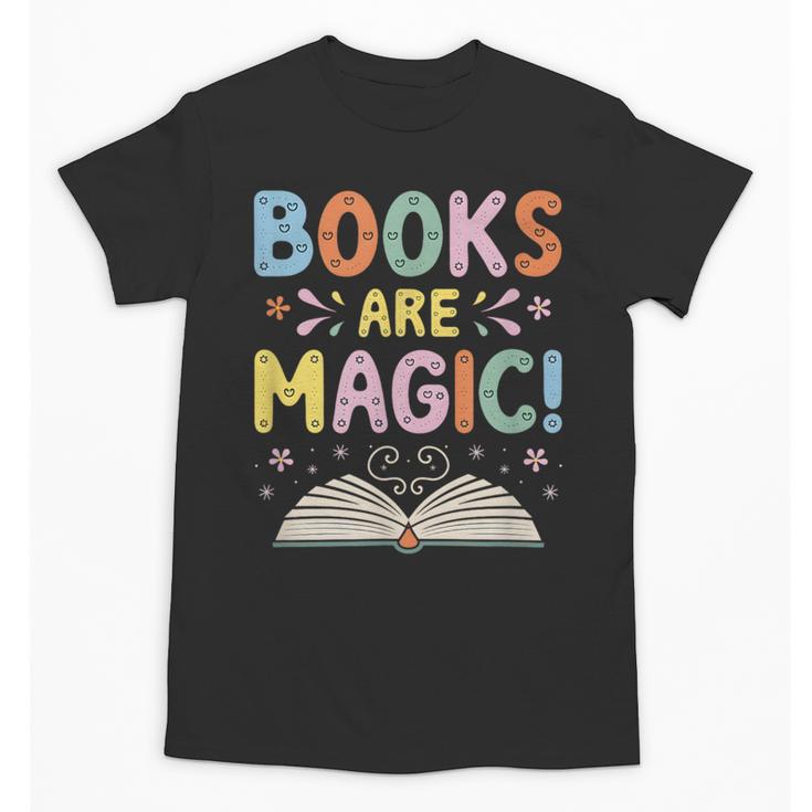 Books Are Magic Whimsical Retro Bookworm Unisex T-Shirt