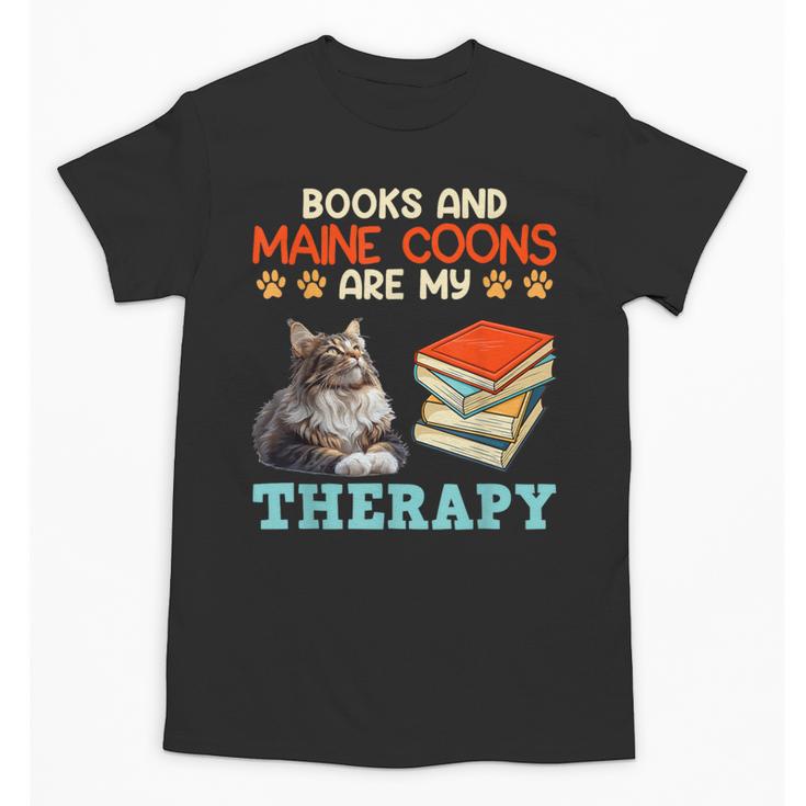 BOOKS AND MAINE COONS ARE MY THERAPY Main Coon Unisex T-Shirt