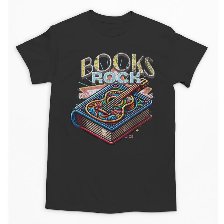 Books Rock Rock'n Roll Science Of Reading Teachers Guitar Unisex T-Shirt