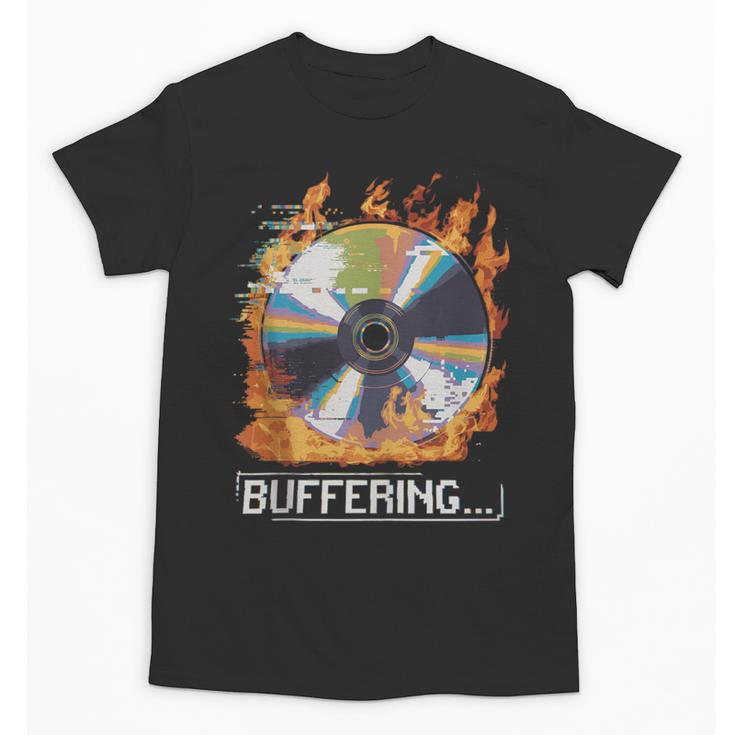 Buffering Glitched CD On Fire 2000s Nostalgia Unisex T-Shirt