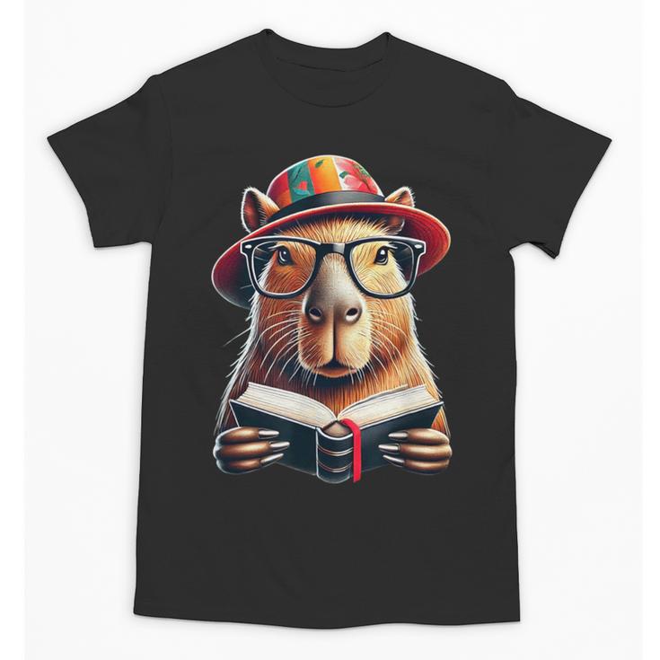 Capybara Bookworm Rodent Reading a Book Unisex T-Shirt