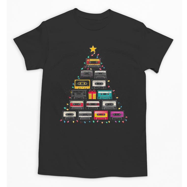 Cassette Tape Christmas Tree Graphic 80s 90s Retro Nostalgia Unisex T-Shirt