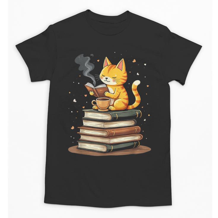 Cat Reading Books Unisex T-Shirt