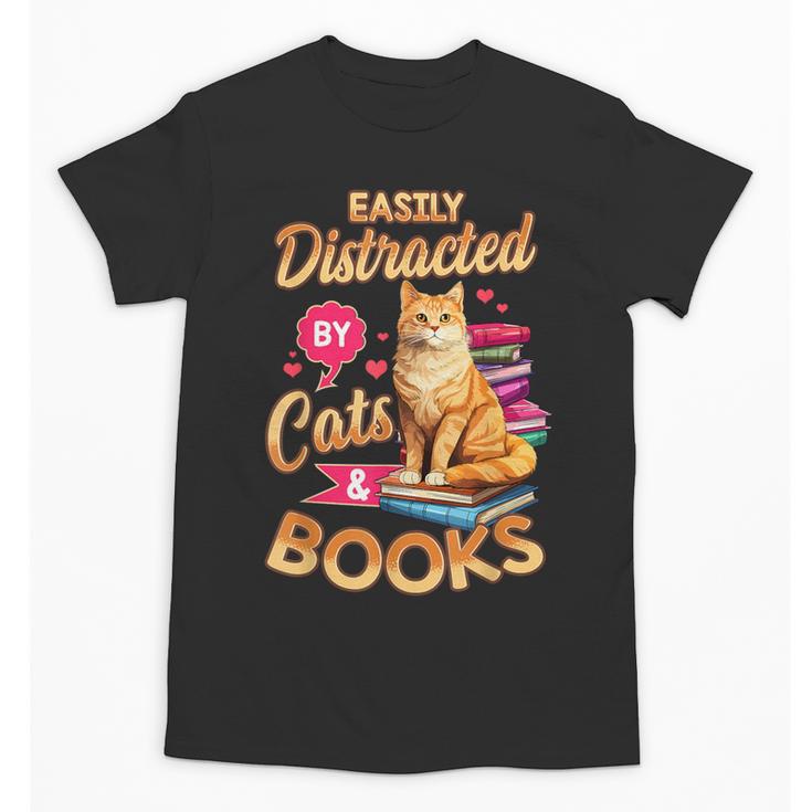 Cat Shirts For Women Book Lover Shirt Cats And Books Unisex T-Shirt