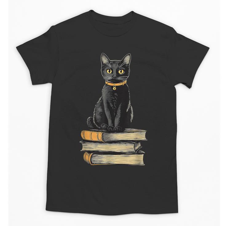 Cat Sitting On Books Unisex T-Shirt