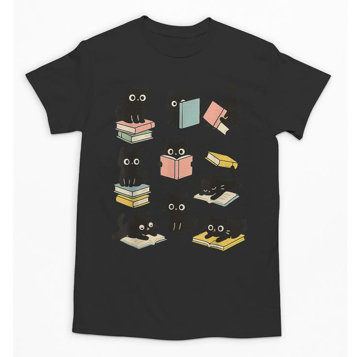 Cats Reading Books Cat Lover Unisex T-Shirt