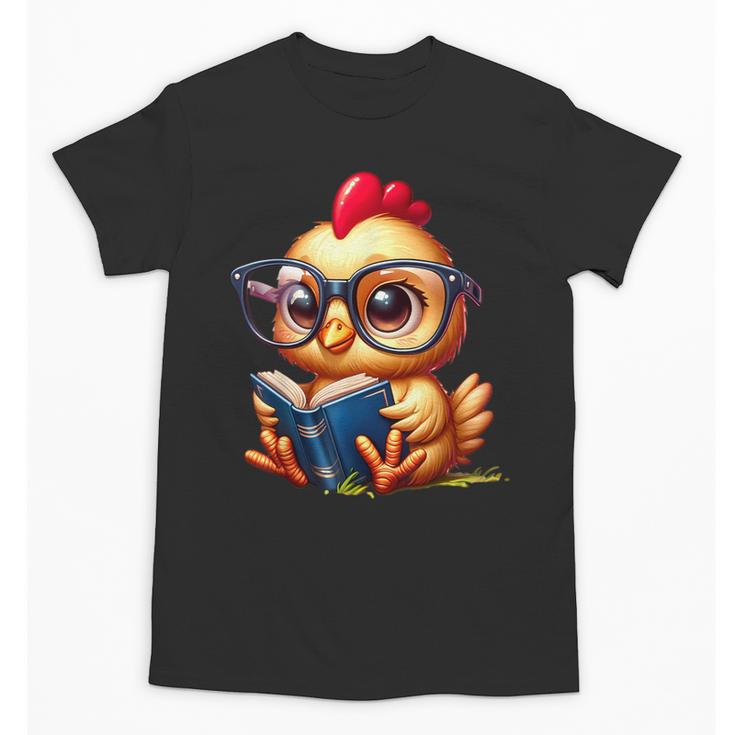 Chicken Reading a Book Farm Animal Chick Unisex T-Shirt