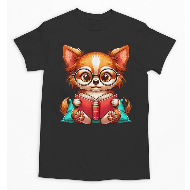 Chihuahua Reading a Book Dog Unisex T-Shirt