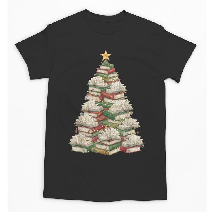Christmas Book Tree Teacher Book Lover Xmas Librarian Unisex T-Shirt