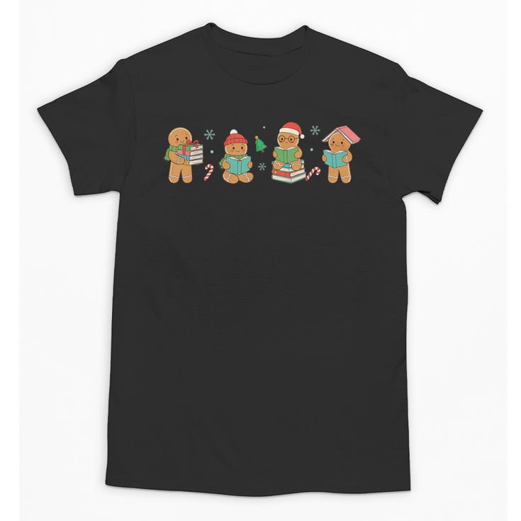 Christmas Library Gingerbread Man Books Lover Bookish Unisex T-Shirt