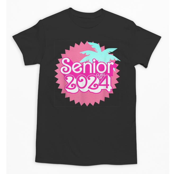 Class Of 2024 Senior Pink Retro Classic Girl Grad Graduation Unisex T-Shirt