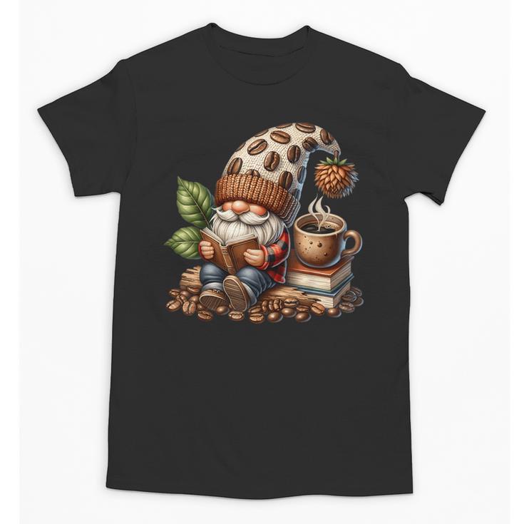 Coffee And Book Reading Accessories For Book Lovers Gnome Unisex T-Shirt