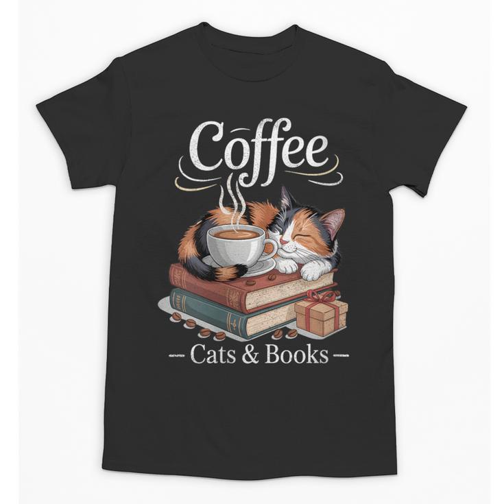 Coffee Cats And Books Cozy Calico Reader Love Cute Cat Unisex T-Shirt