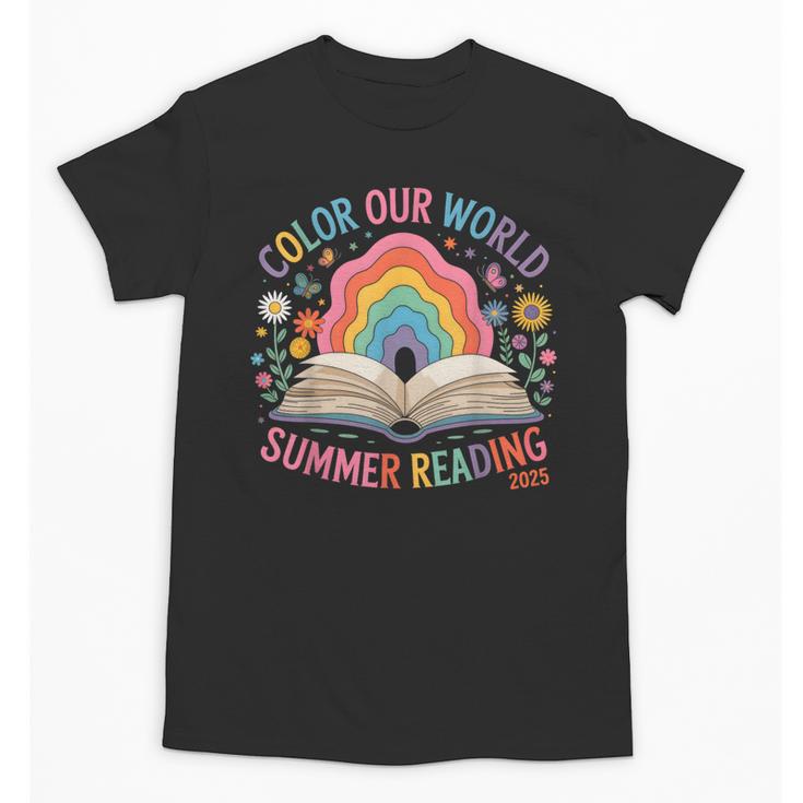 Color Our World Summer Reading 2025 Rainbow Art Book Unisex T-Shirt
