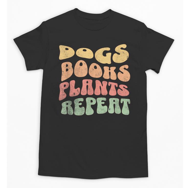 Colorful Dogs Books Plants Repeat Unisex T-Shirt