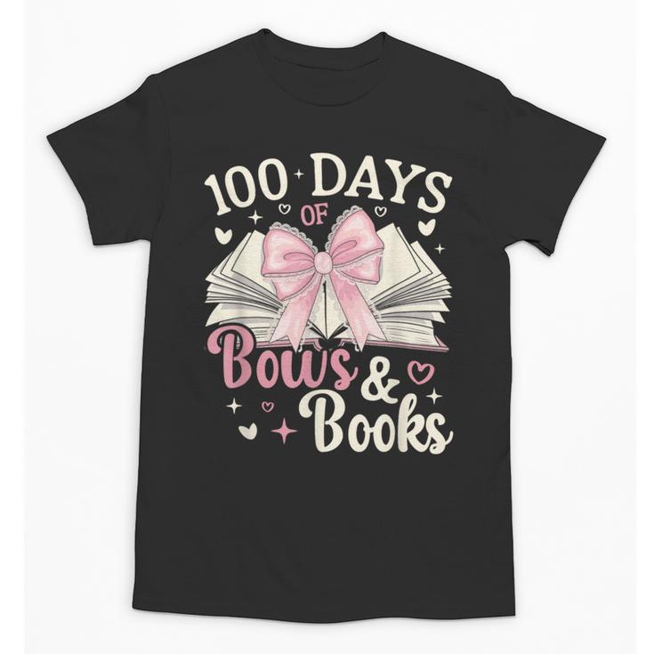 Coquette 100 Days Of Bows Books Reading 100th Day Of School Unisex T-Shirt