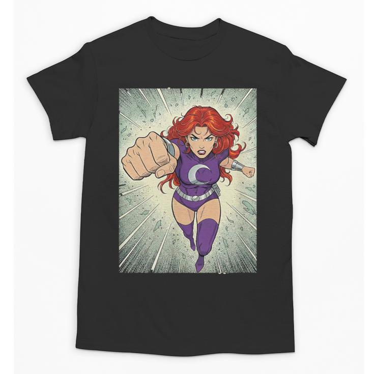 The Crimson Crescent 90s Retro Comic Book Superheroine Art Unisex T-Shirt