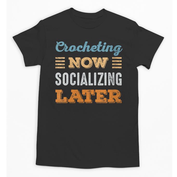 Crocheting Now Minimal Socializing Introvert Vintage Unisex T-Shirt