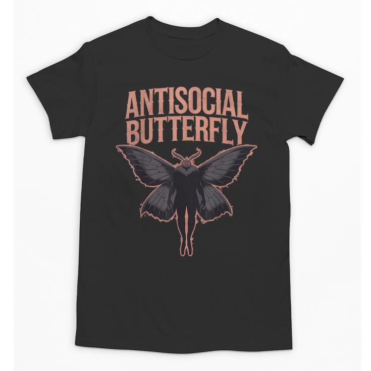 Cryptid Cryptozoology Mothman Introvert -Adults Butterfly Small Crew Neck Classic Fit Short Sleeve Polyester 100 Printed Blended Fabric Unisex T-Shirt