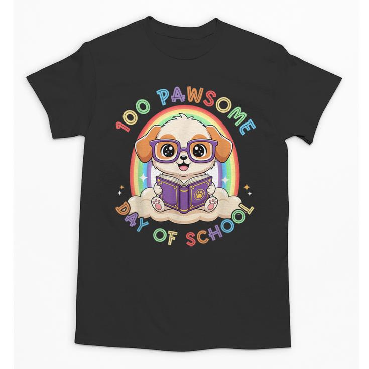 Cute 100th Day Of School 100 Days Dog Reading Book Rainbow Unisex T-Shirt