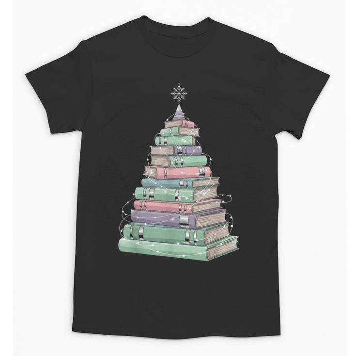 Cute Bookmas Christmas Book Tree Book Lover Teacher Unisex T-Shirt