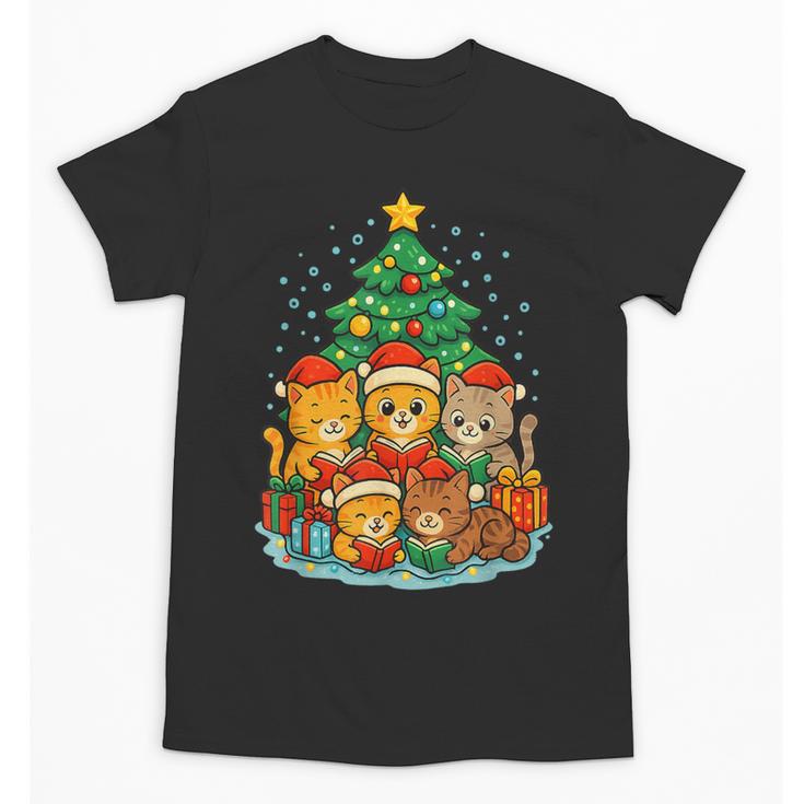 Cute Cats Reading Books Christmas Tree Unisex T-Shirt