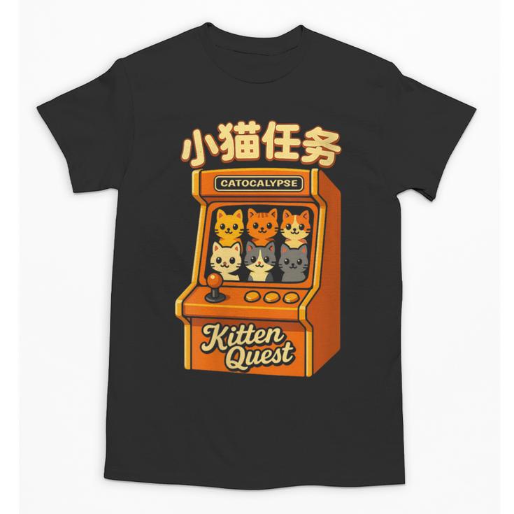 Cute Cats Retro 1980's Arcade Nostalgia Old Game Cabinet Unisex T-Shirt