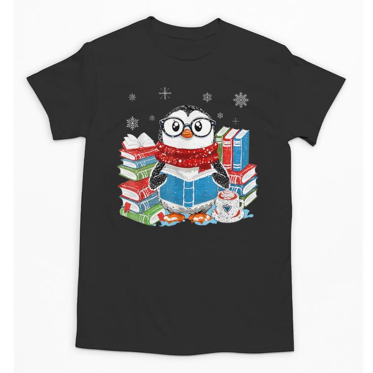 Cute Christmas A Penguin Reading Book Snowflake Hot Teacher Unisex T-Shirt
