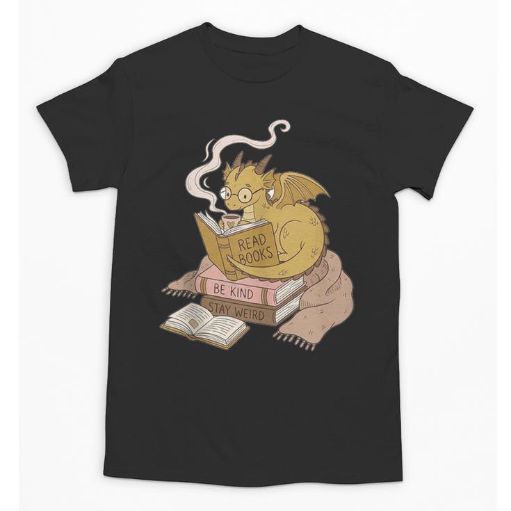 Cute Dragon Be Kind Stay Weird Read Books Unisex T-Shirt