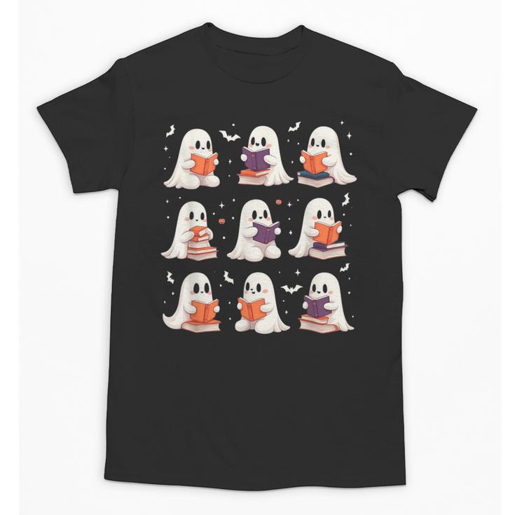 Cute Ghost Reading Book Lovers Halloween Ghost Unisex T-Shirt