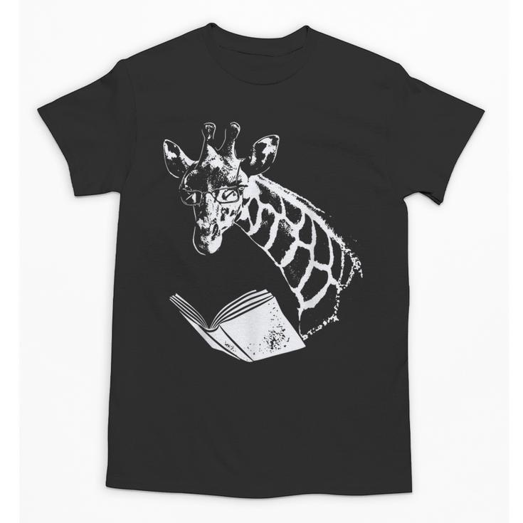 Cute Giraffe Wear Glasses Reading Book Librarian Bookworm Unisex T-Shirt