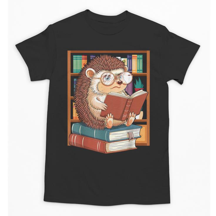 Cute Hedgehog Book Nerd Unisex T-Shirt