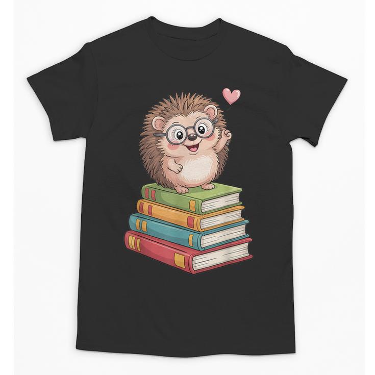 Cute Hedgehog Reading Books Animal Lover Reader Bookworm Unisex T-Shirt