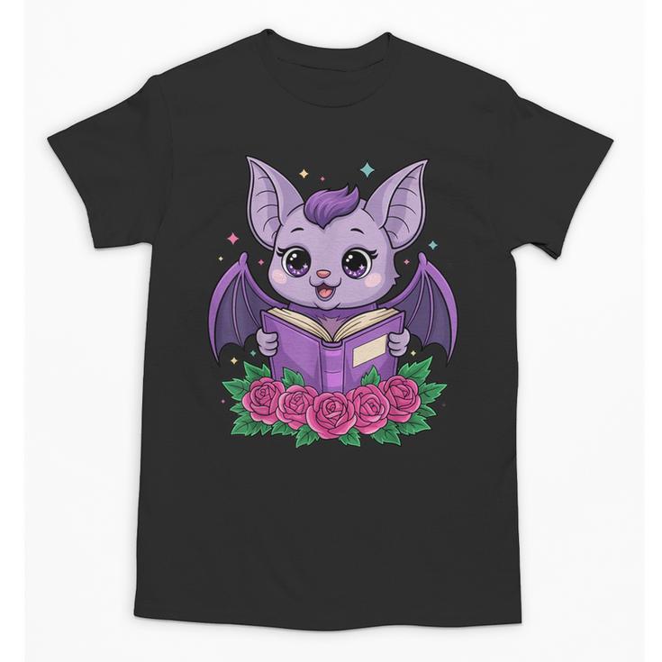 Cute Pastel Goth Bat Reading Book Unisex T-Shirt