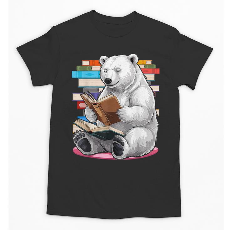Cute Polar Bear Is Reading a Book Reading Polar Bear Unisex T-Shirt