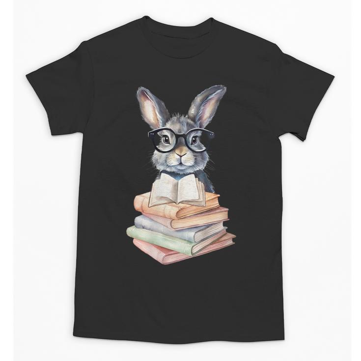 Cute Reading Bunny With Glasses Books Reader Book Bookworm Unisex T-Shirt