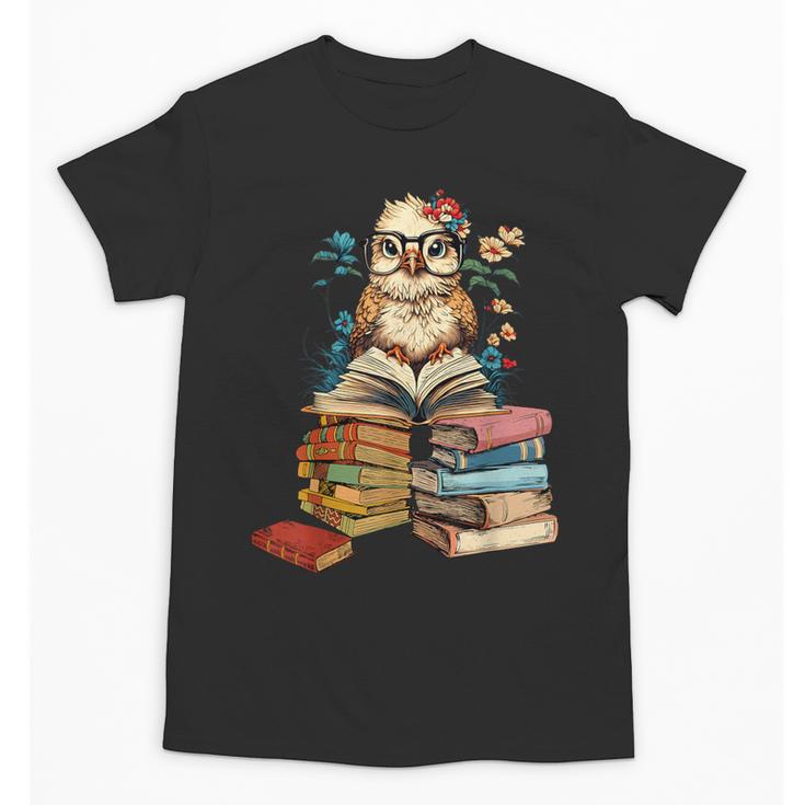 Cute Reading Chicken With Glasses Books Bookworm Reader Book Unisex T-Shirt