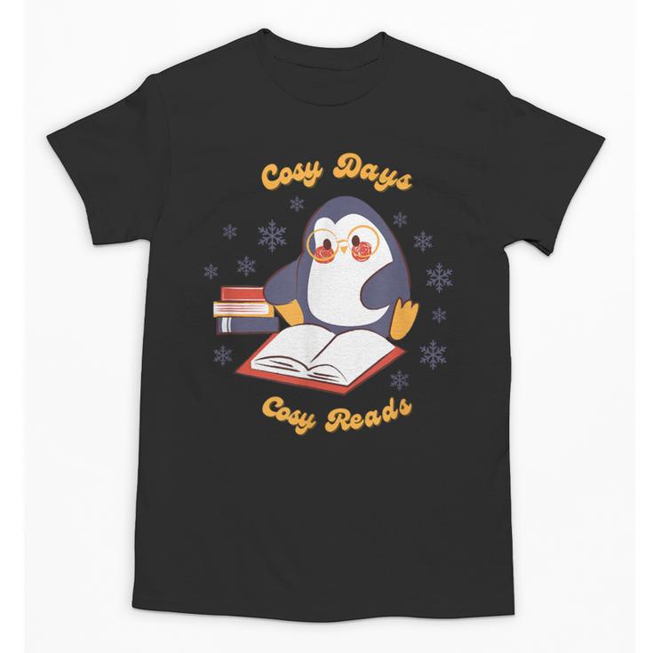 Cute Xmas Book Lover Penguin Reading Cosy Days Cosy Reads Unisex T-Shirt