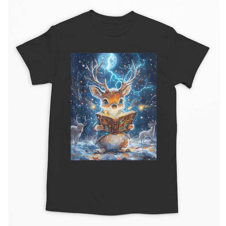 Deer Reads Book Women Girls Reindeer Unisex T-Shirt